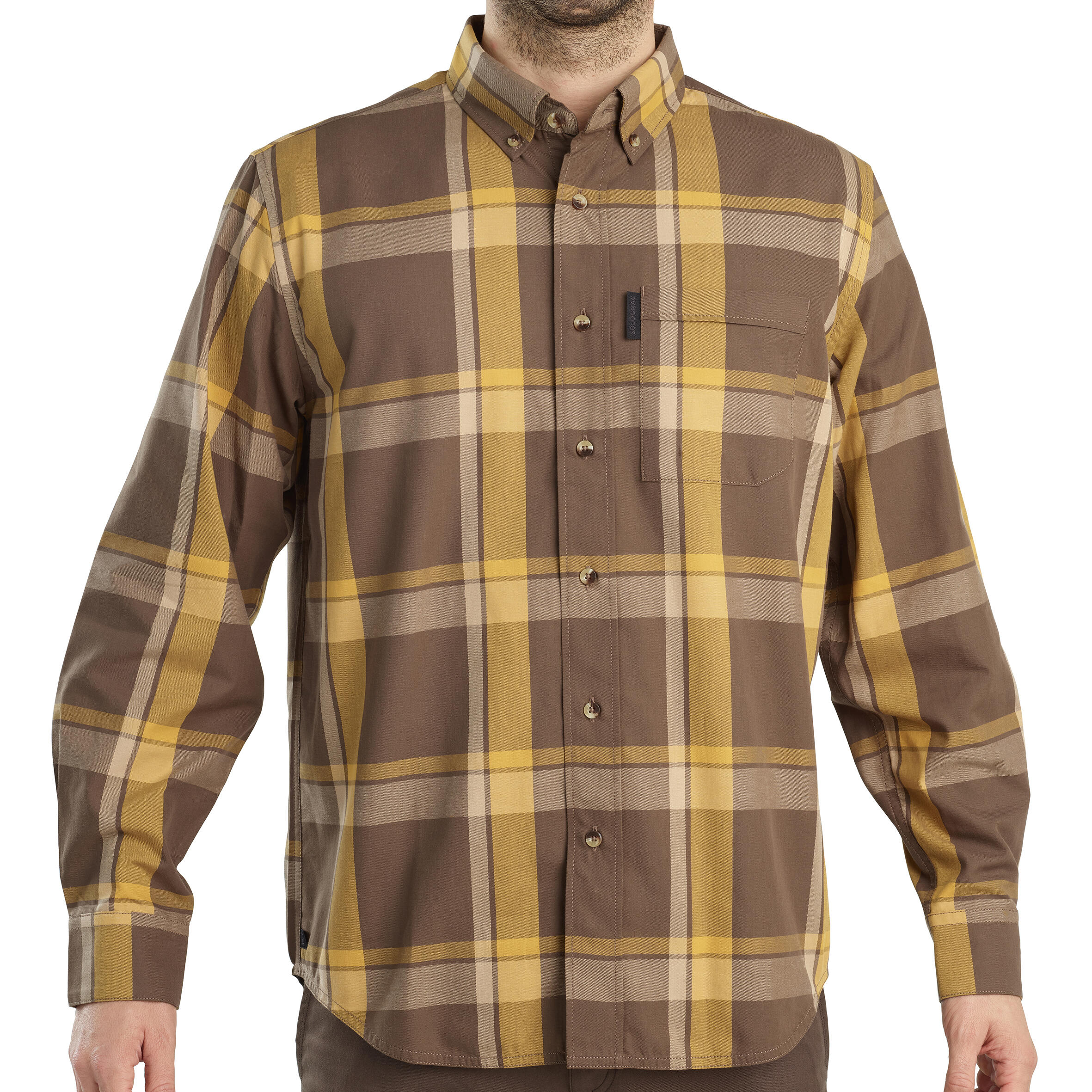 Long sleeve hunting shirt SG100 LTD - Brown and Yellow 2/7