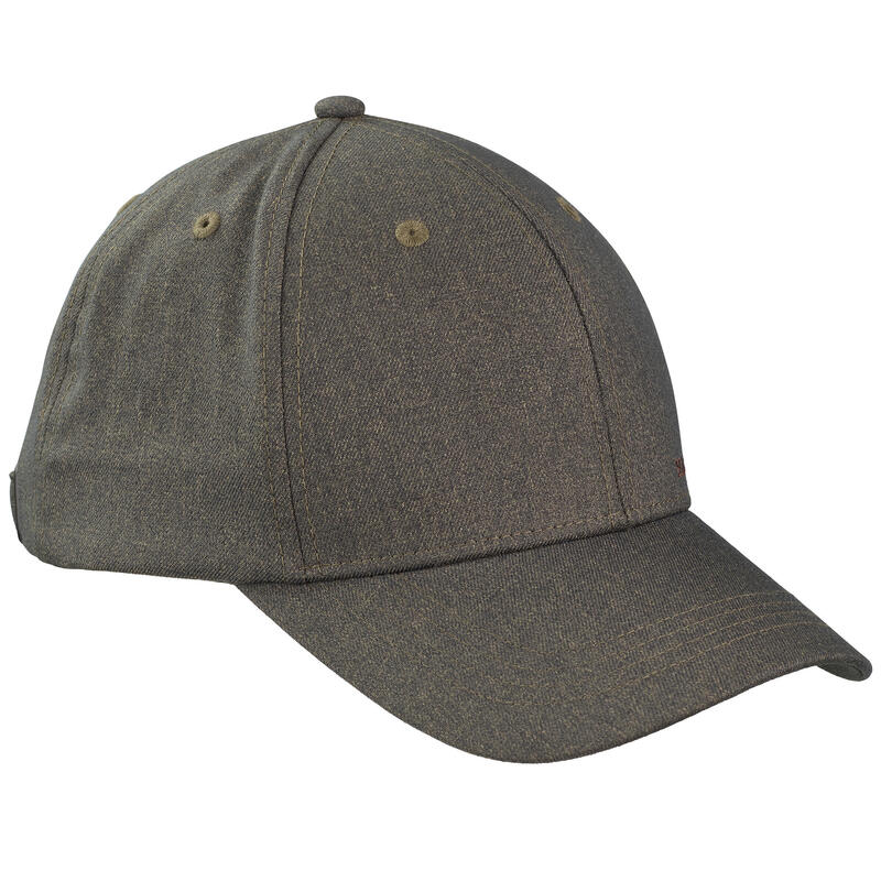 Casquette chasse 500 confortable et déperlante verte chinée