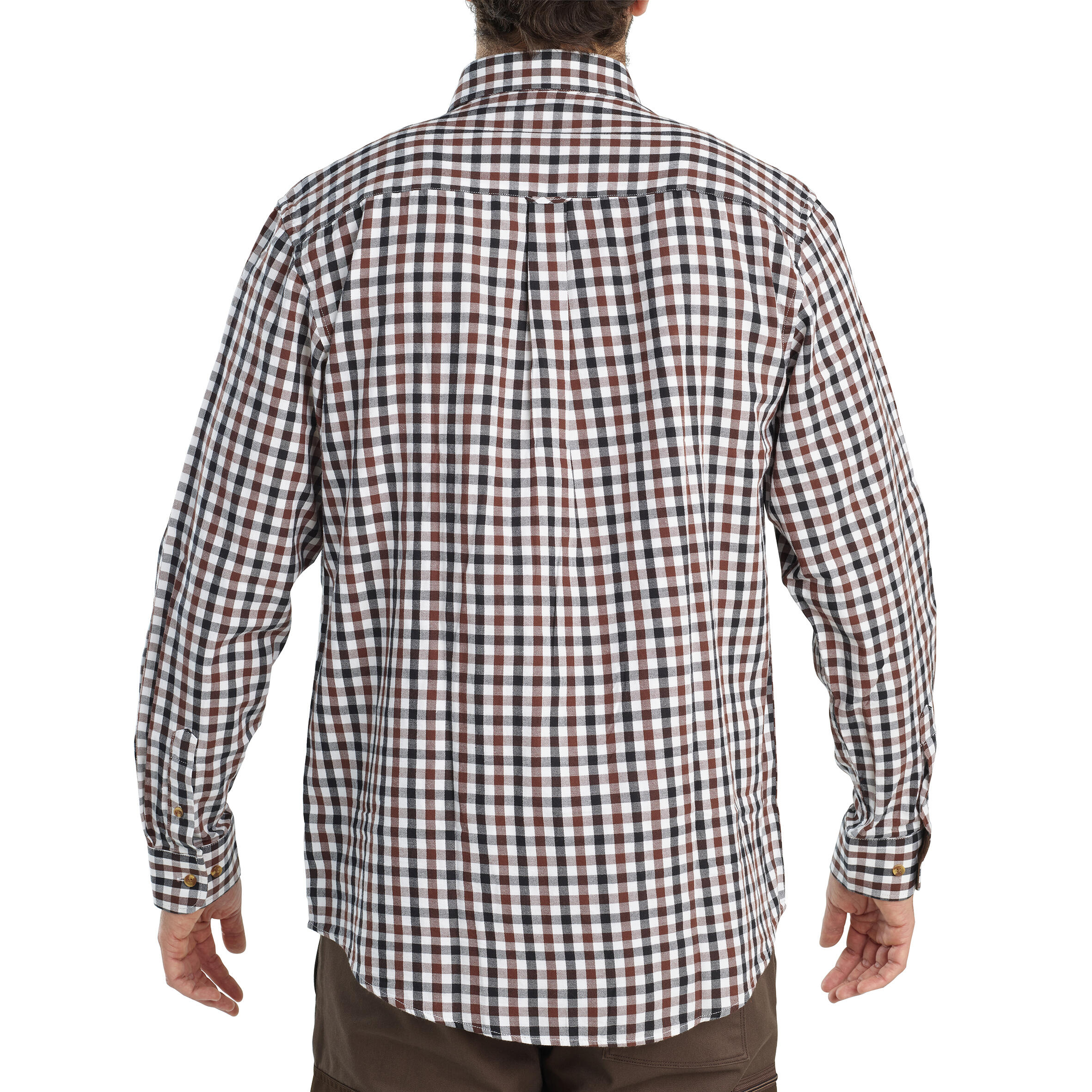 Long-Sleeved Checked Cotton Country Sport Shirt Brown Black Verney Carron 3/7