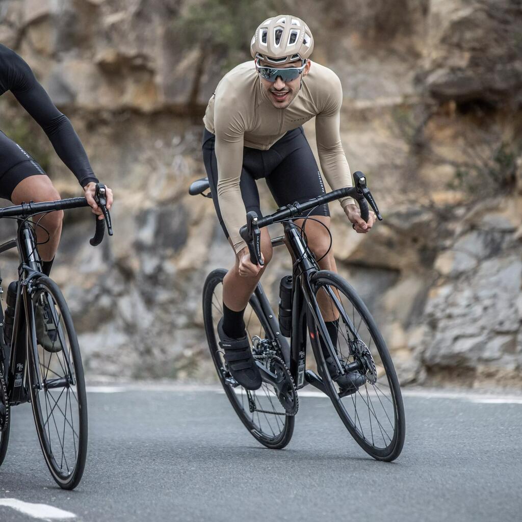 Herren Fahrradtrikot langarm Zwischensaison Rennrad - Racer blau/grau 