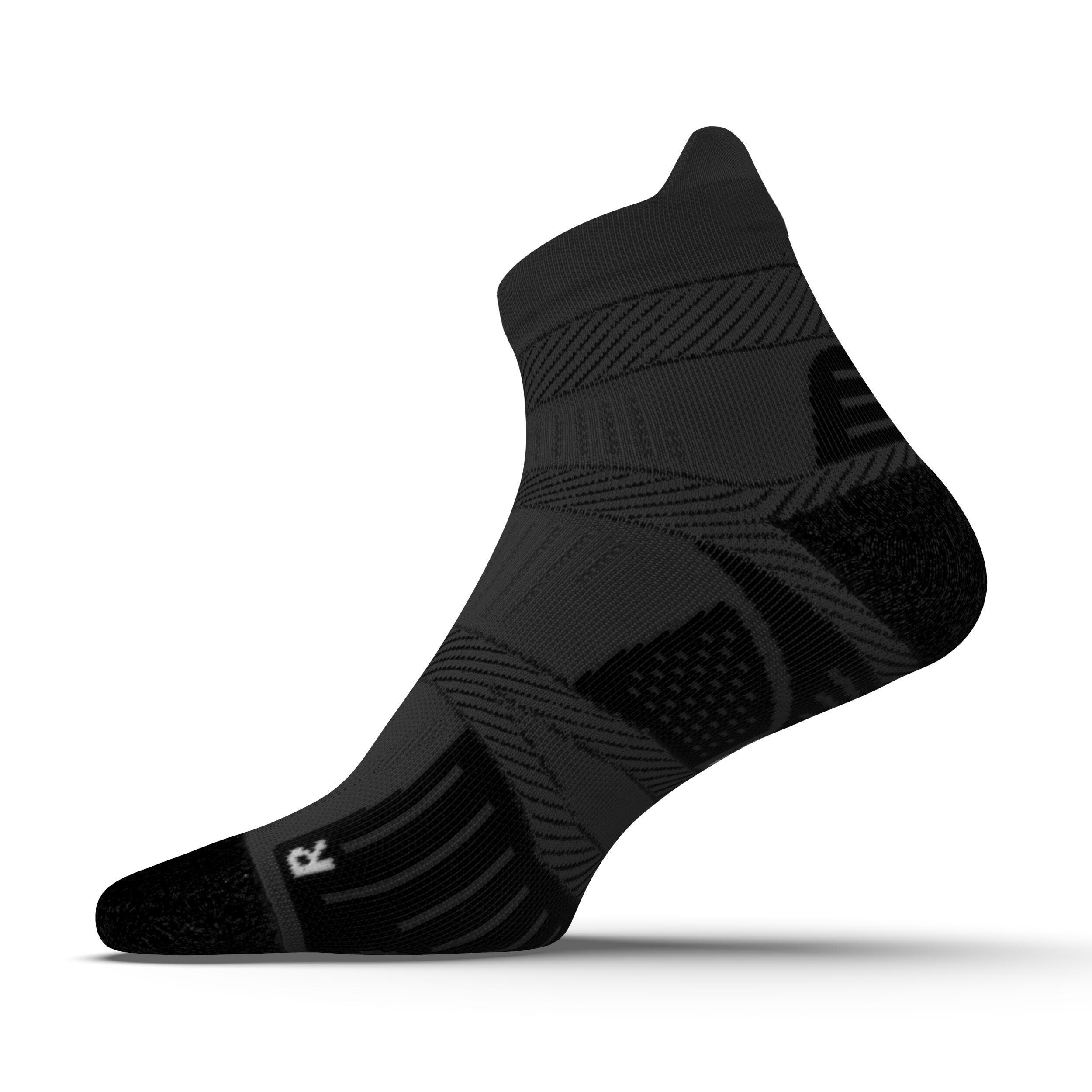 Thin Running Socks with Fine Straps - Black - KIPRUN