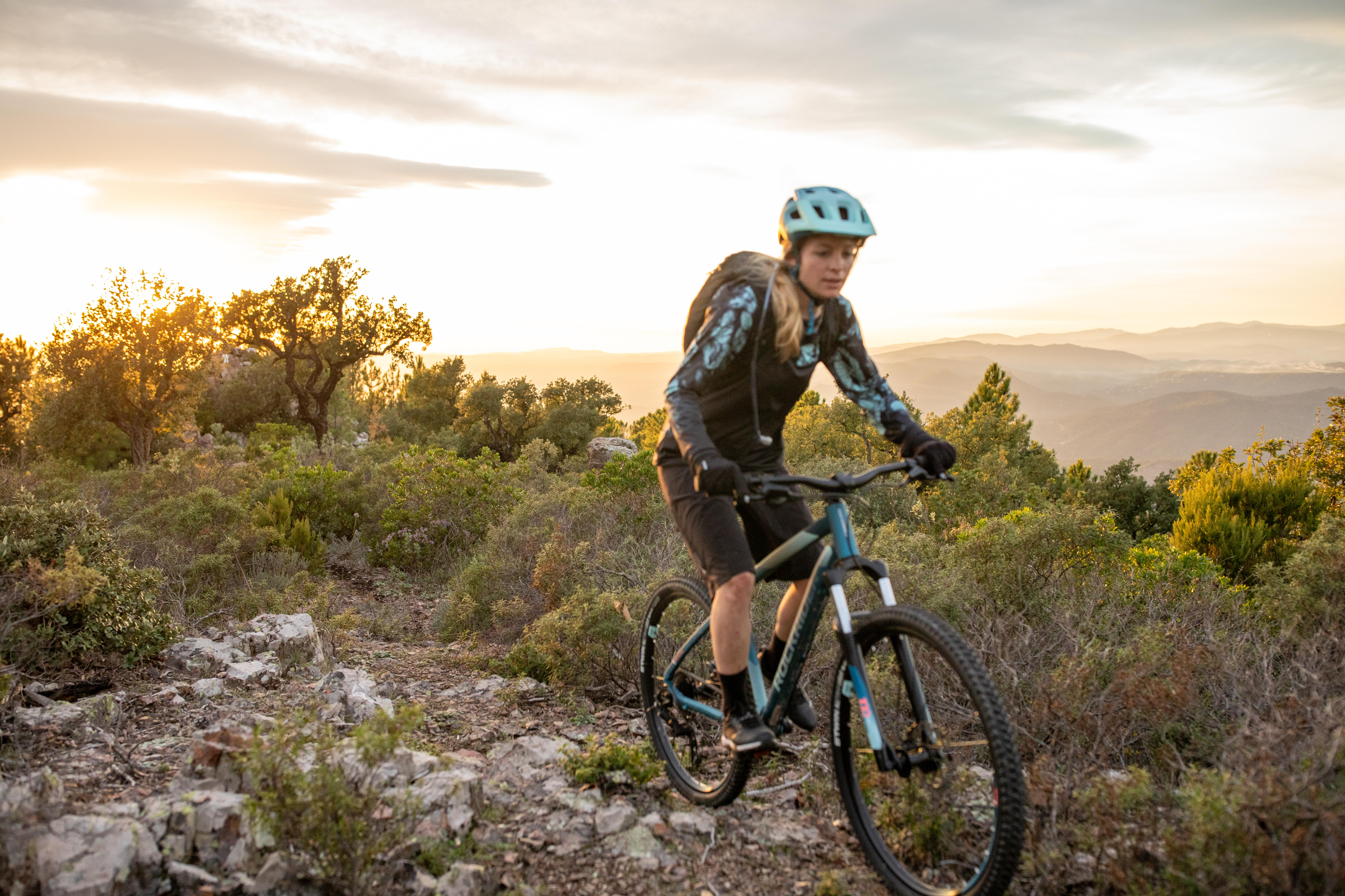 Maillot de vélo de montagne femme - EXPL 500 noir/vert - ROCKRIDER