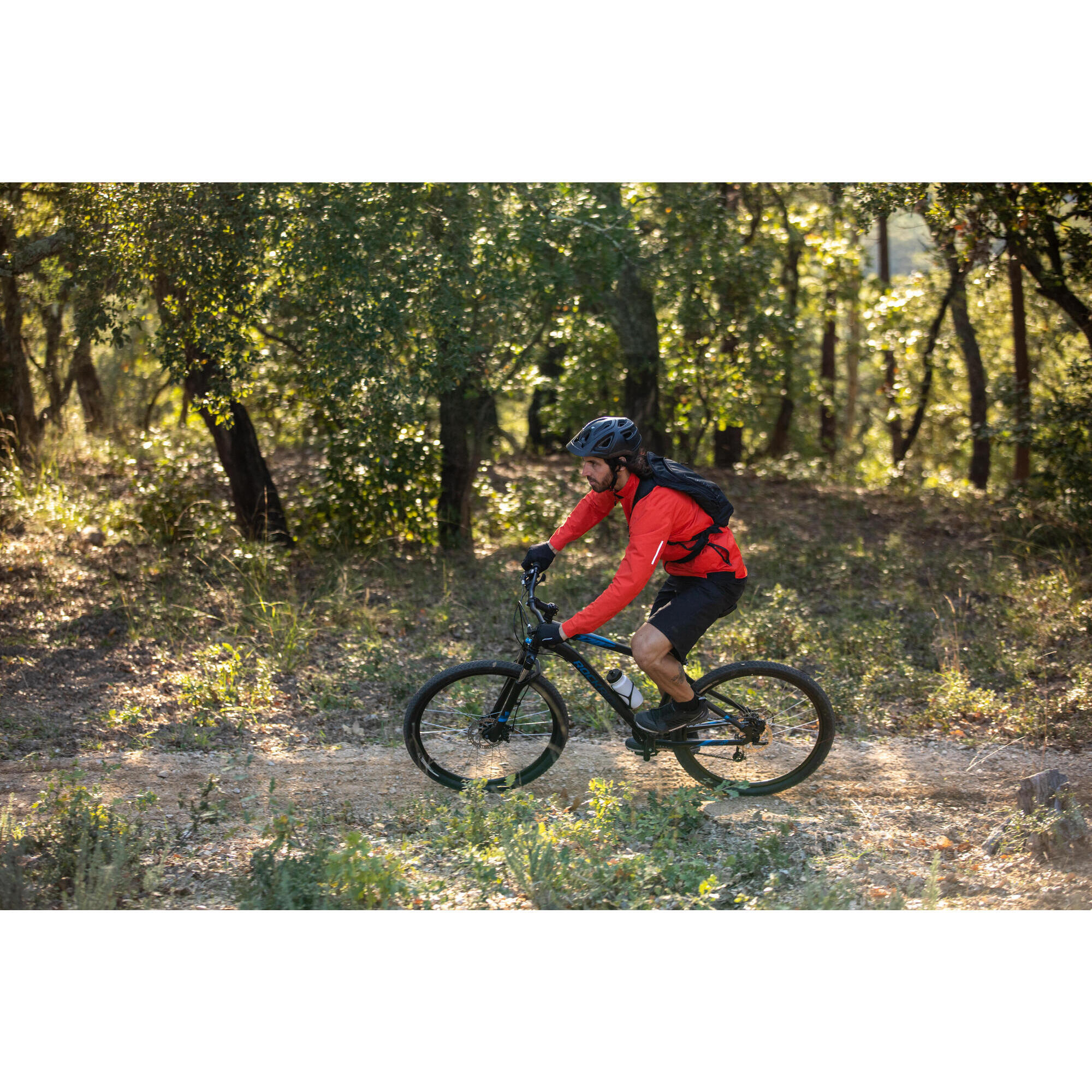 Giacca antipioggia Comfort 500 rosso per mountain bike