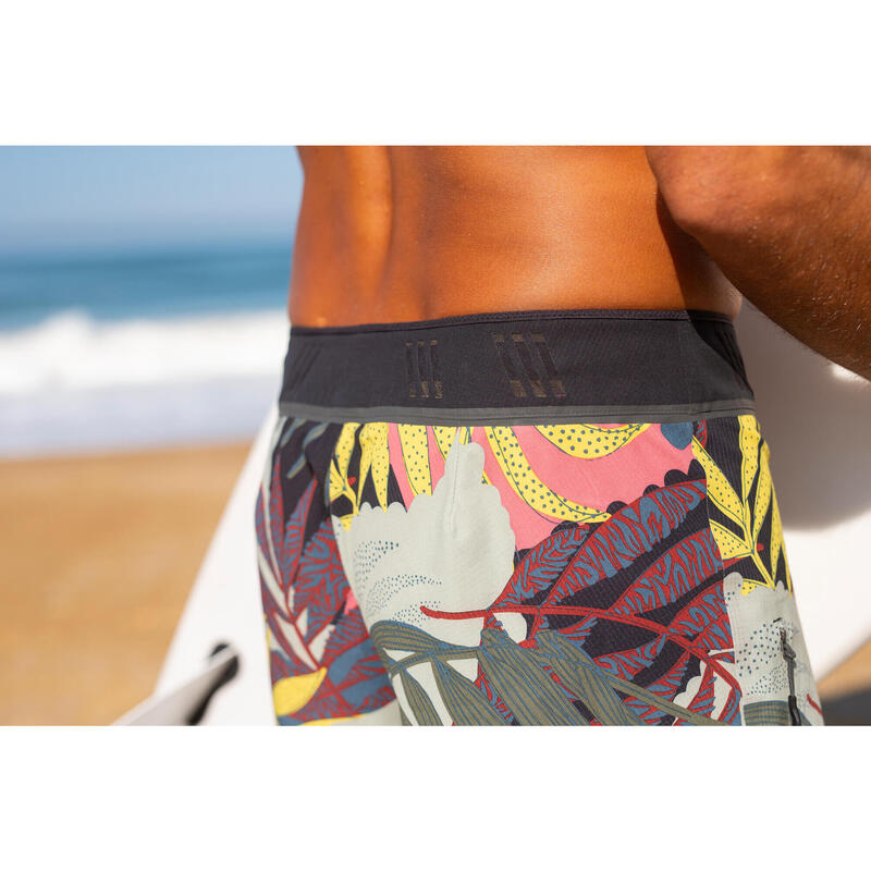 Erkek Uzun Deniz Şortu/Boardshort - Haki - Desenli - 900 Wonderflo