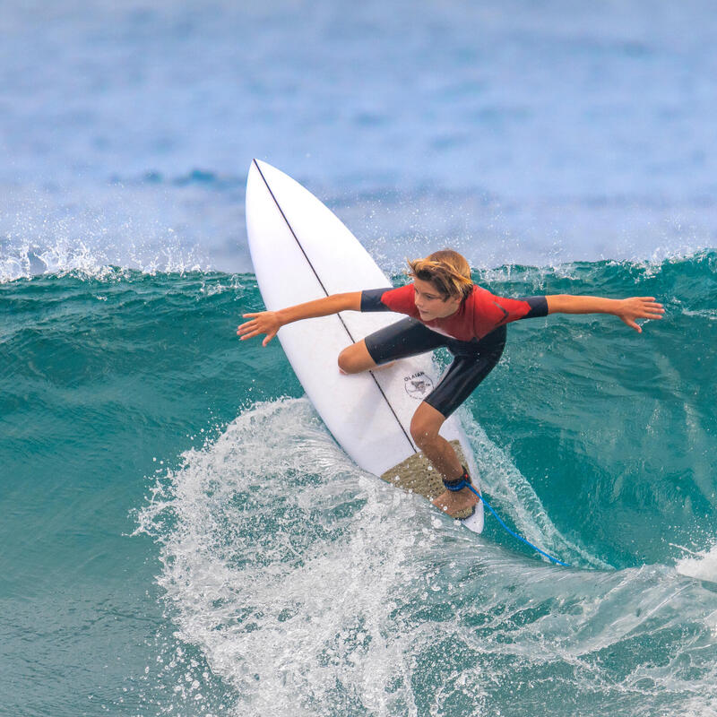 Fato Shorty de Surf 900 Neoprene 1,5 mm Criança Preto Vermelho