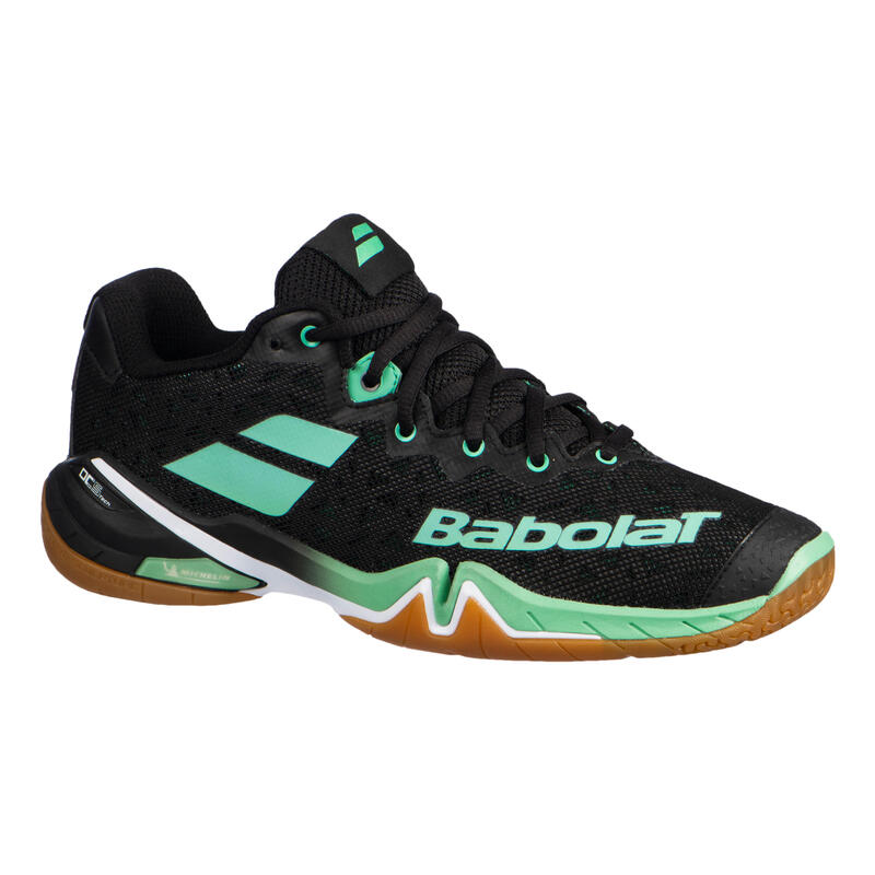 Chaussures de BADMINTON, SQUASH et SPORTS INDOORS SHADOW TOUR Noir Vert