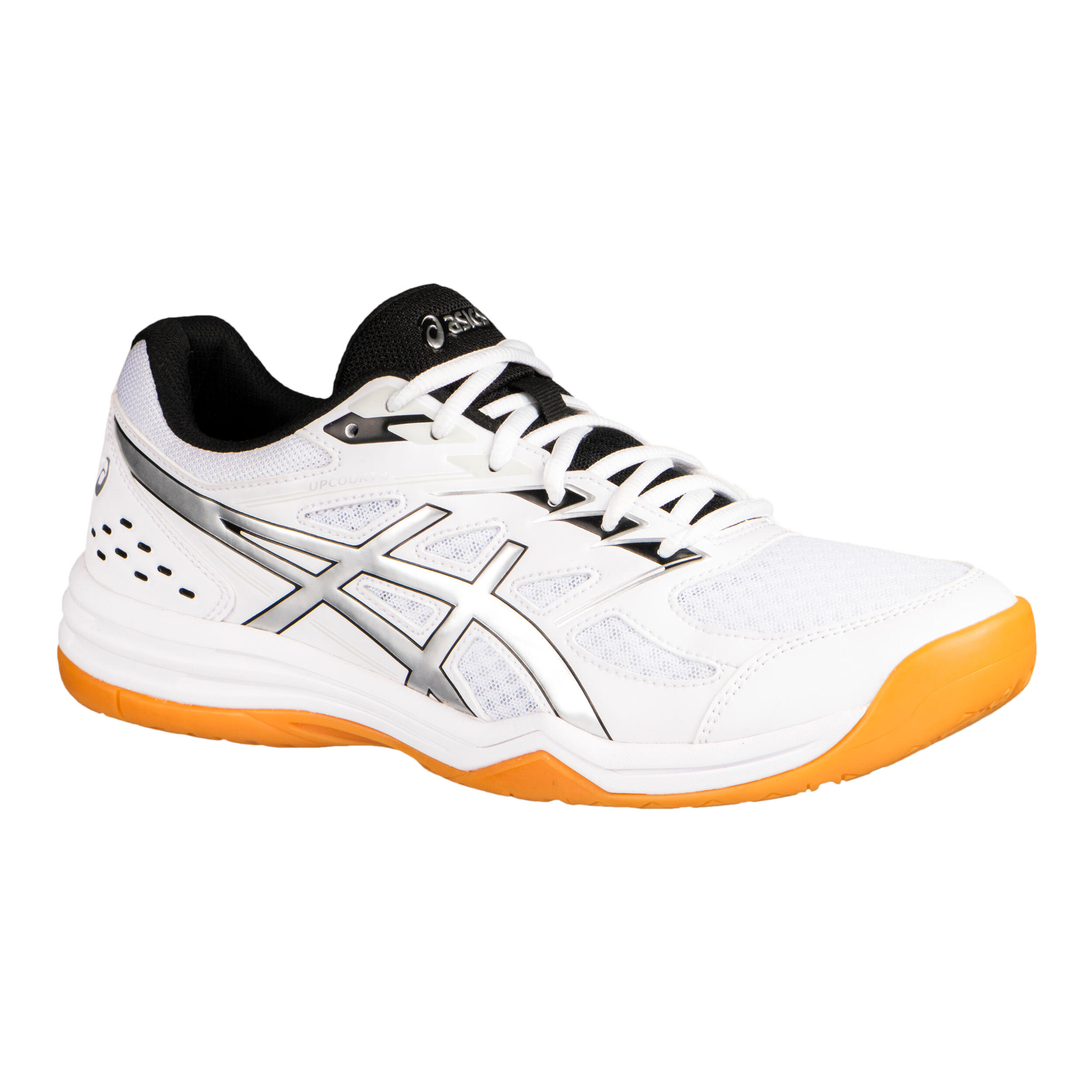 ASICS Chaussures de BADMINTON SQUASH SPORTS INDOOR UPCOURT 4 Blanc argent -