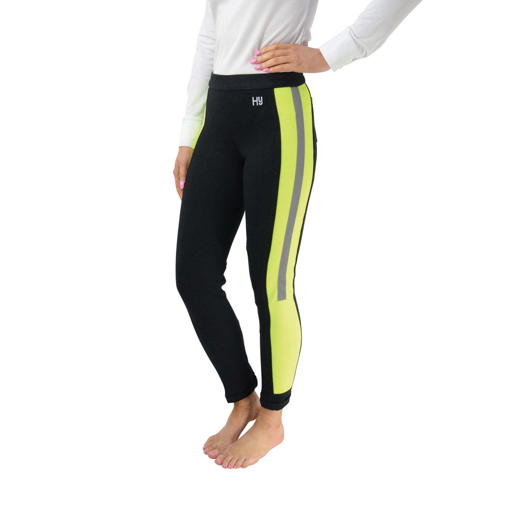 HY HyVIZ Reflector Ladies Riding Jodhpurs Yellow Black