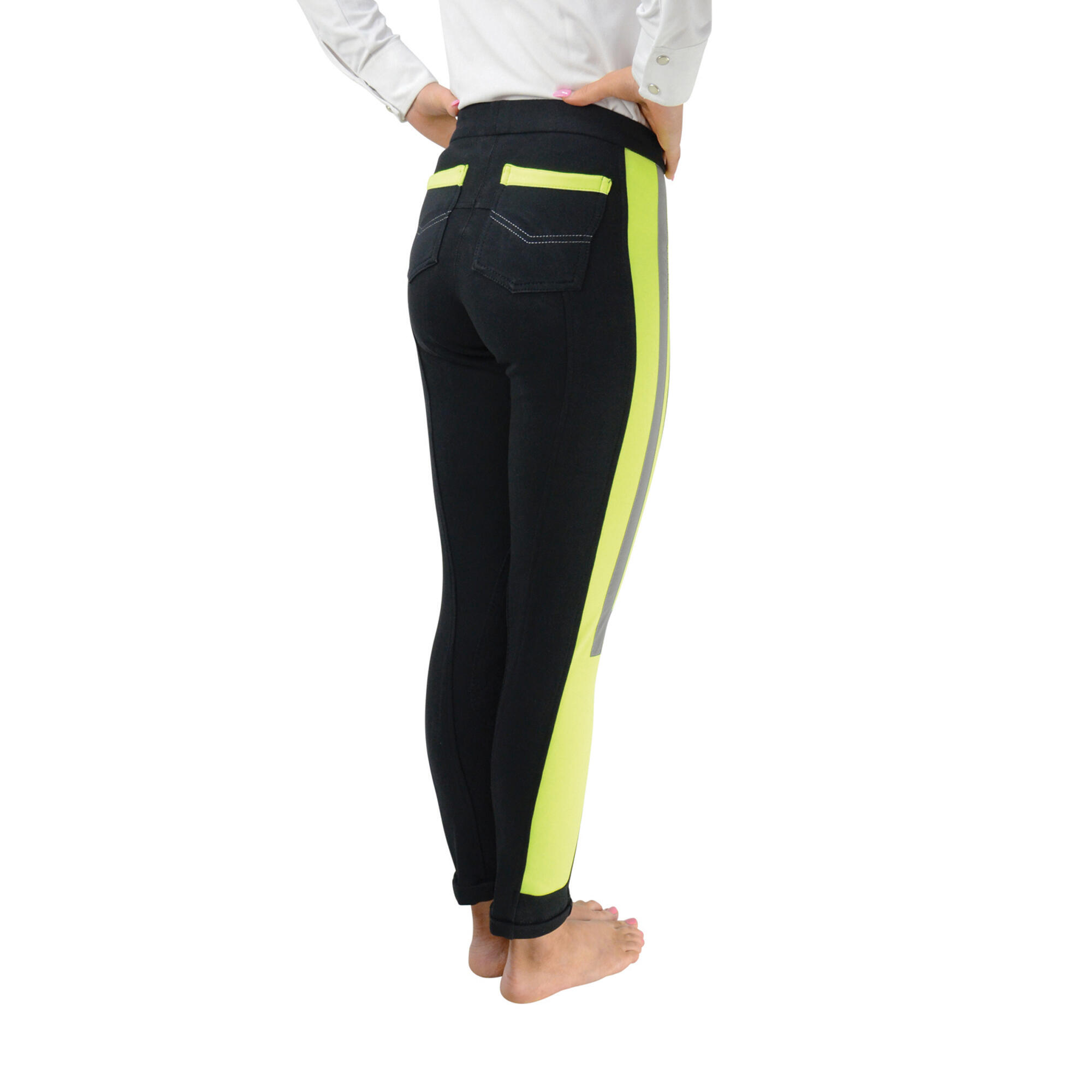 HyVIZ Reflector Ladies Riding Jodhpurs Yellow Black 2/4