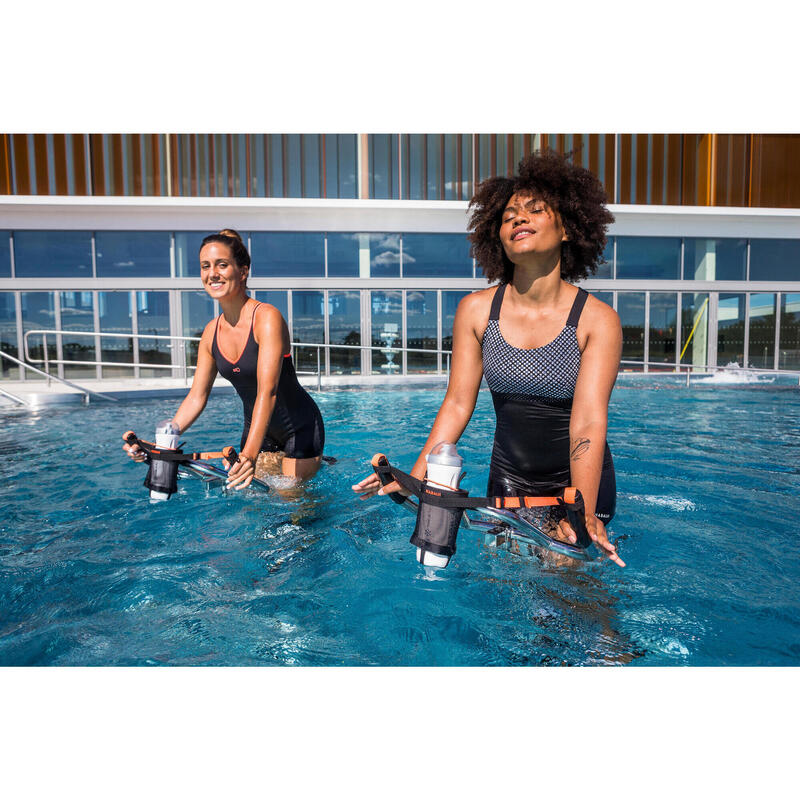 Dámské plavky jednodílné nohavičkové na aqua fitness Elea Bul černo-šedé