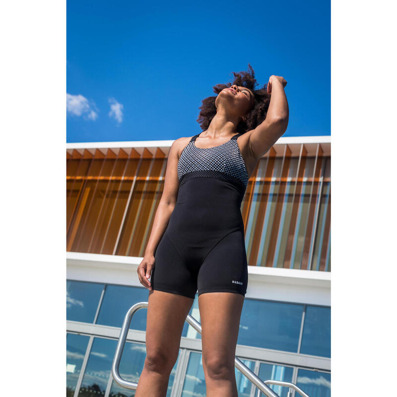Badeanzug Shorty Elea Bul Aquagym Aqua-Cycling Damen schwarz/grau 