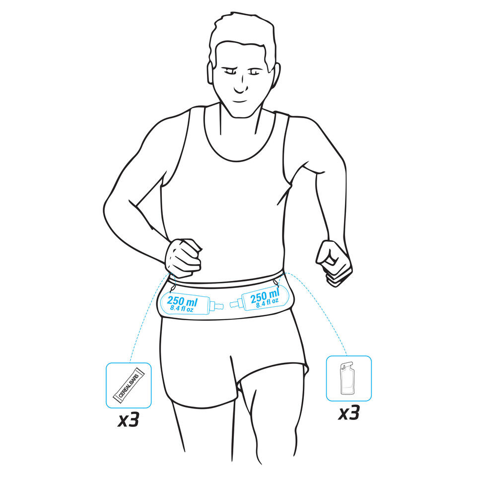 HYDRATION FLASKCARRYING RUNNING BELT BLACK KIPRUN Decathlon