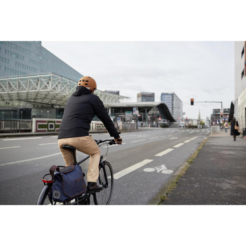 Bicicleta urbana larga distancia aluminio cuadro alto Elops 500 LD azul grisaceo