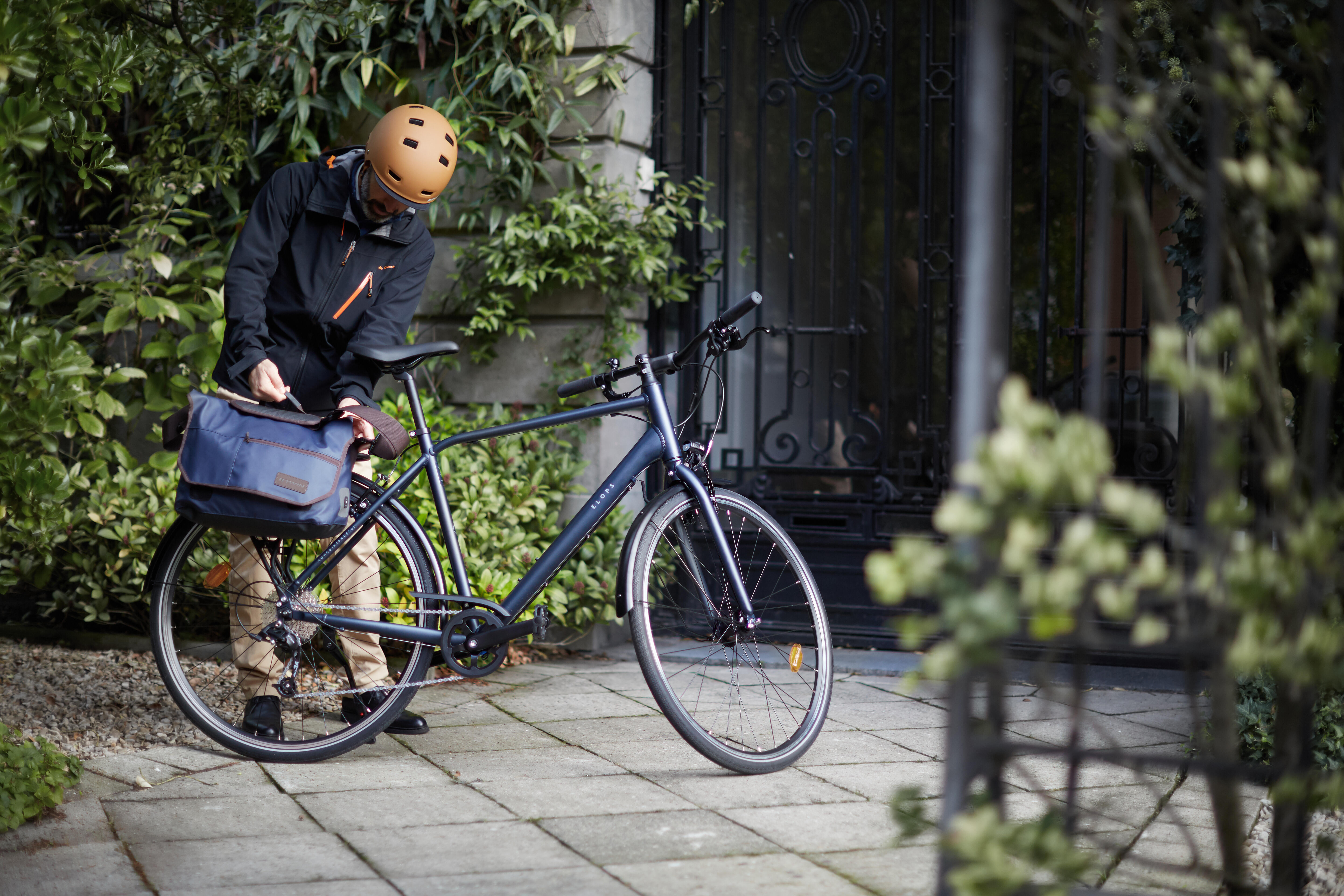 Vélo de ville longue distance à cadre haut 500 Gris ardoise Elops Décathlon