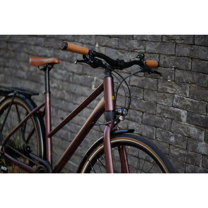 Bicicletă de oraș Elops 900 cadru jos bordo