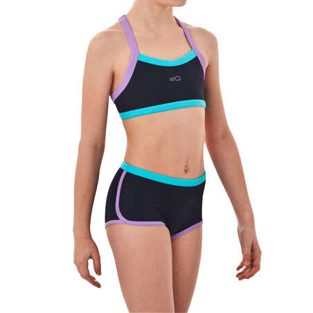 Maillot de bain fille deux pièces shorty Debo light bleu violet