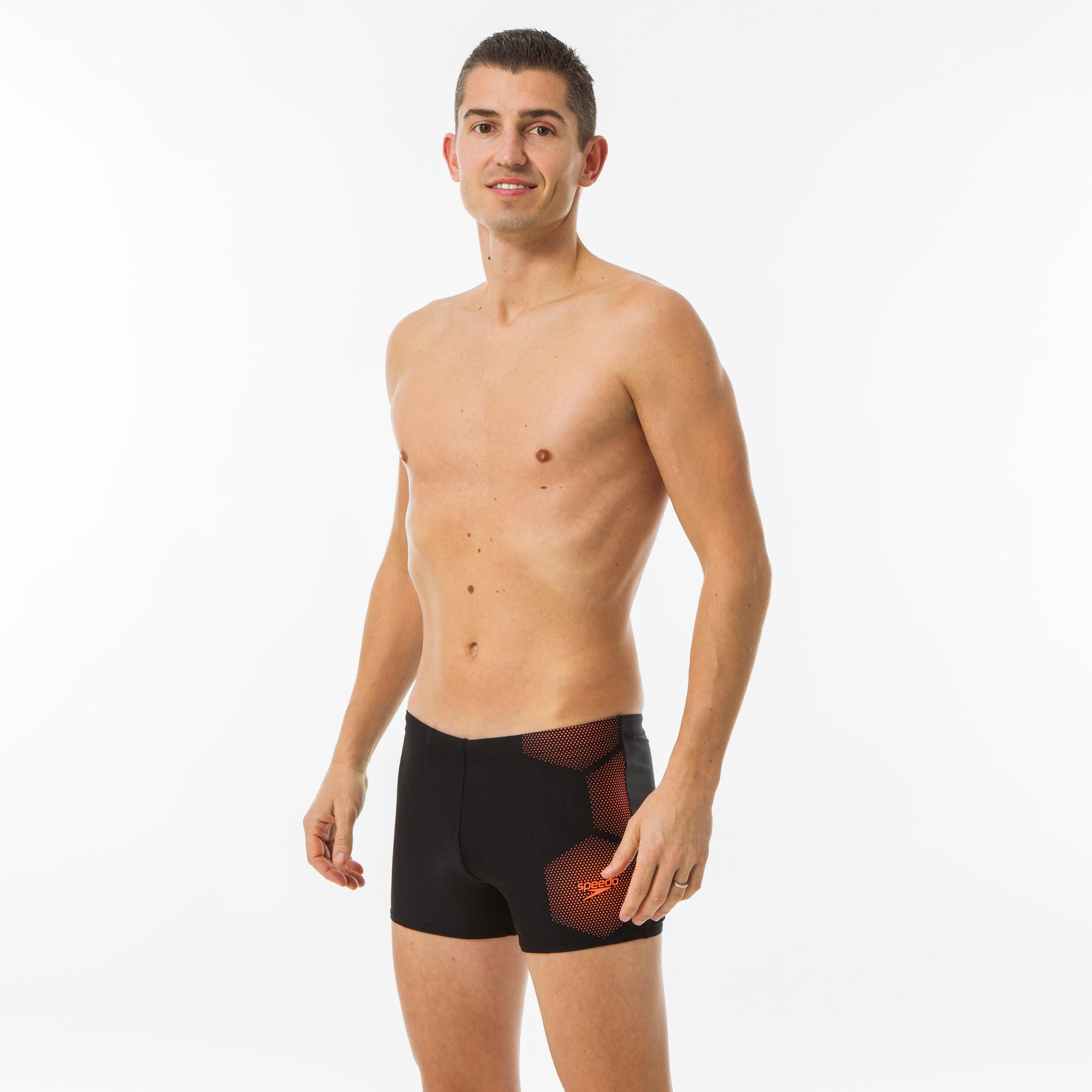 Boxeri înot TECH Negru-Roşu Bărbaţi La Oferta Online decathlon imagine La Oferta Online