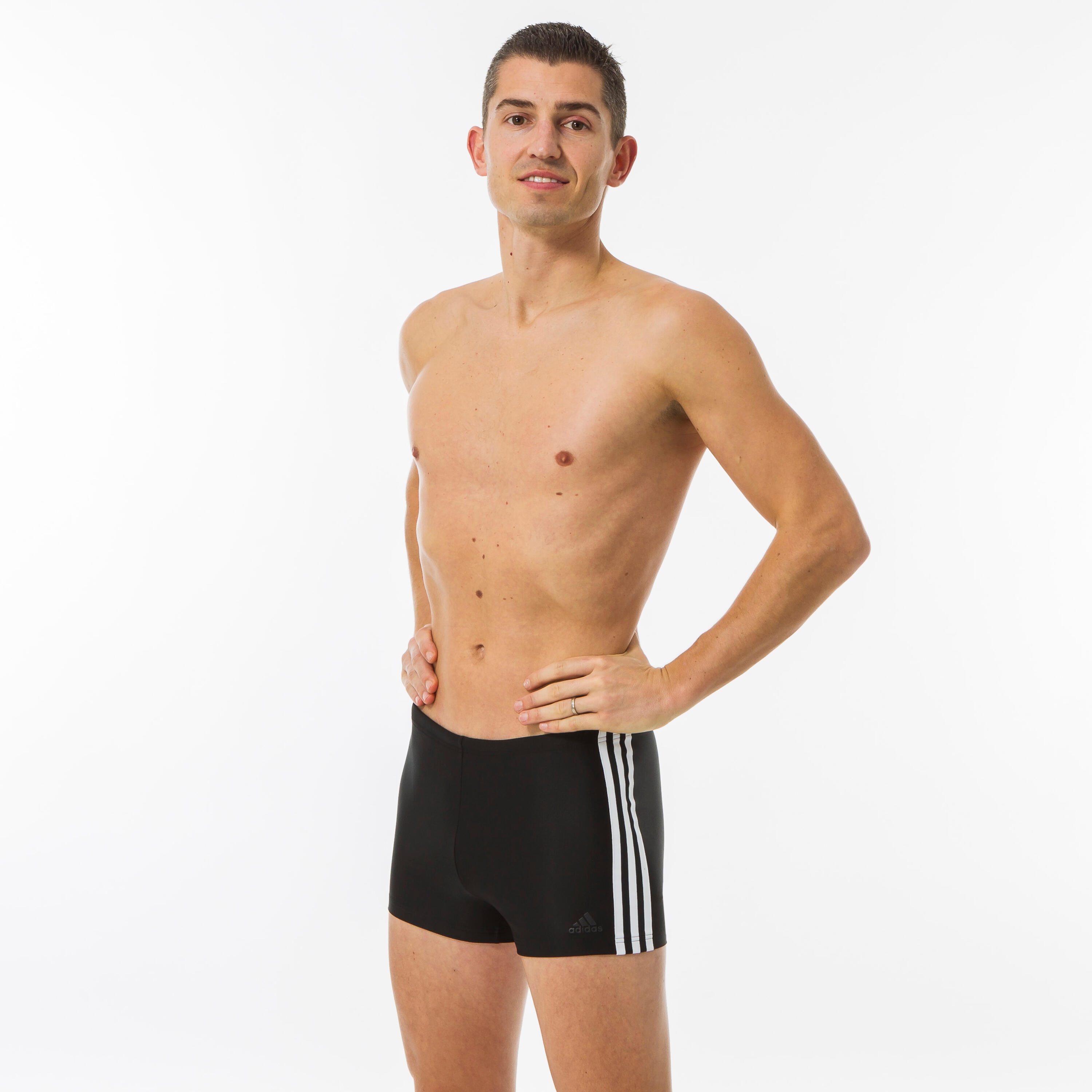 Men's swimming boxers ADIDAS 3S - Black White 4/6