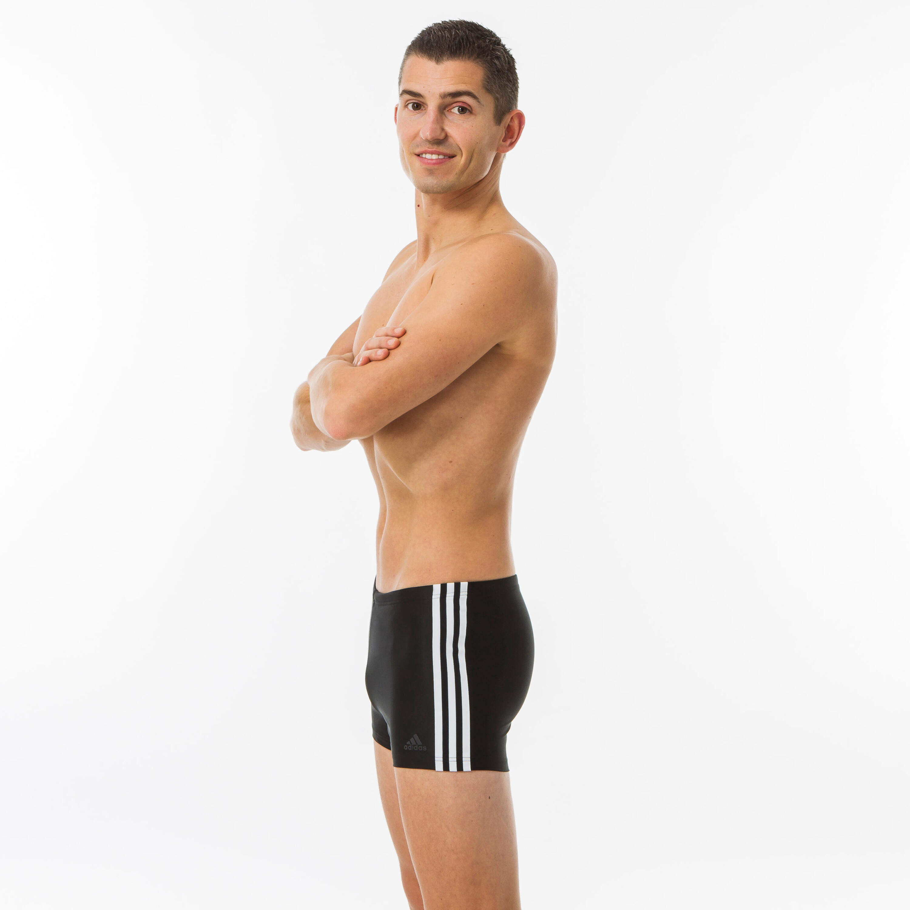 Men's swimming boxers ADIDAS 3S - Black White 1/6