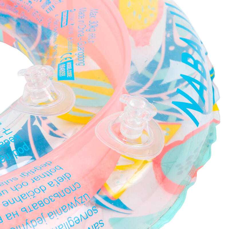 Opblaasbare zwemband voor kinderen van 3-6 jaar 51 cm doorzichtig roze met print