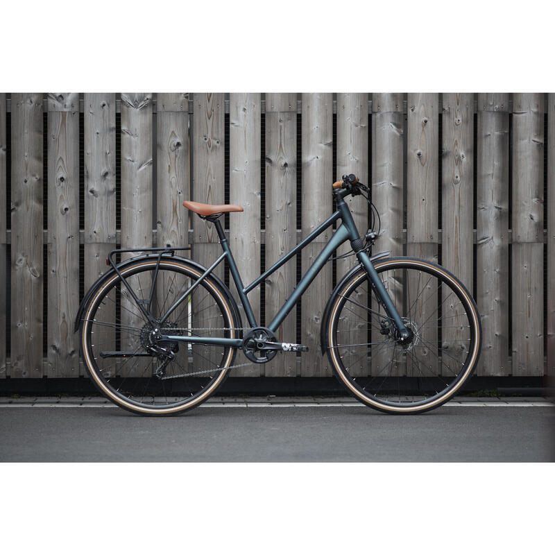 Bicicletă de oraș Elops 900 cadru jos verde închis