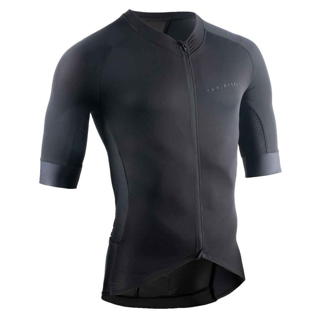 TRICOTA DE CICLISMO RUTA HOMBRE MANGA CORTA NEGRO