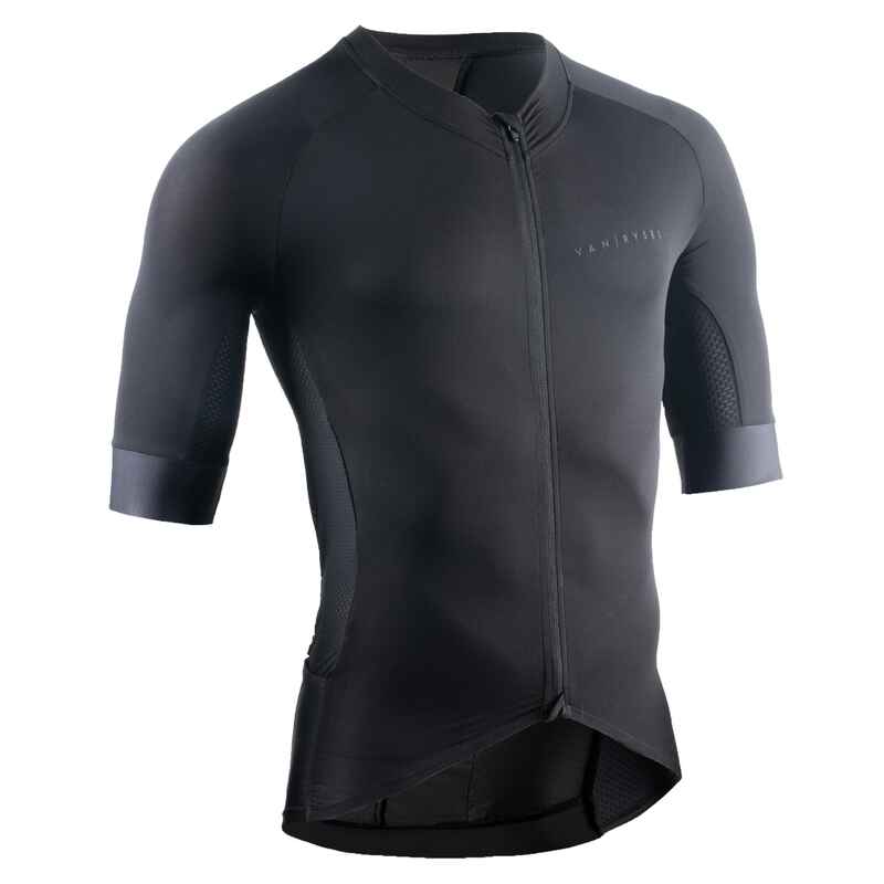 Maillot ciclismo carretera manga corta hombre Van Rysel Racer negro