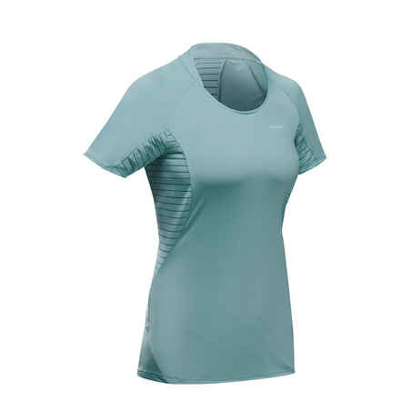 POLERA SENDERISMO MUJER MH500 VERDE