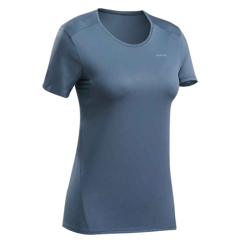 Wandershirt Bergwandern MH100 kurzarm Damen graublau Wandershirt Bergwandern MH100 kurzarm Damen graublau