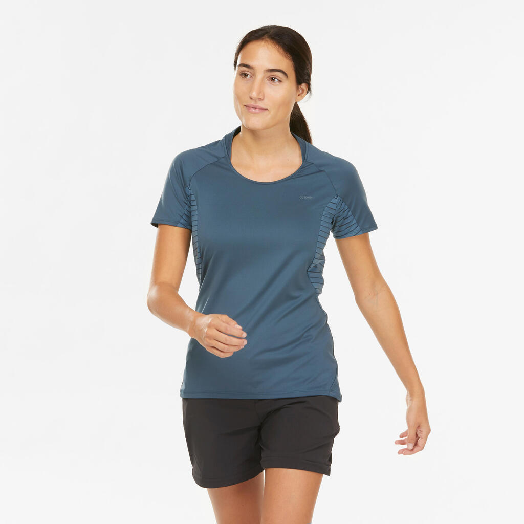 POLERA SENDERISMO MUJER MH500 VERDE