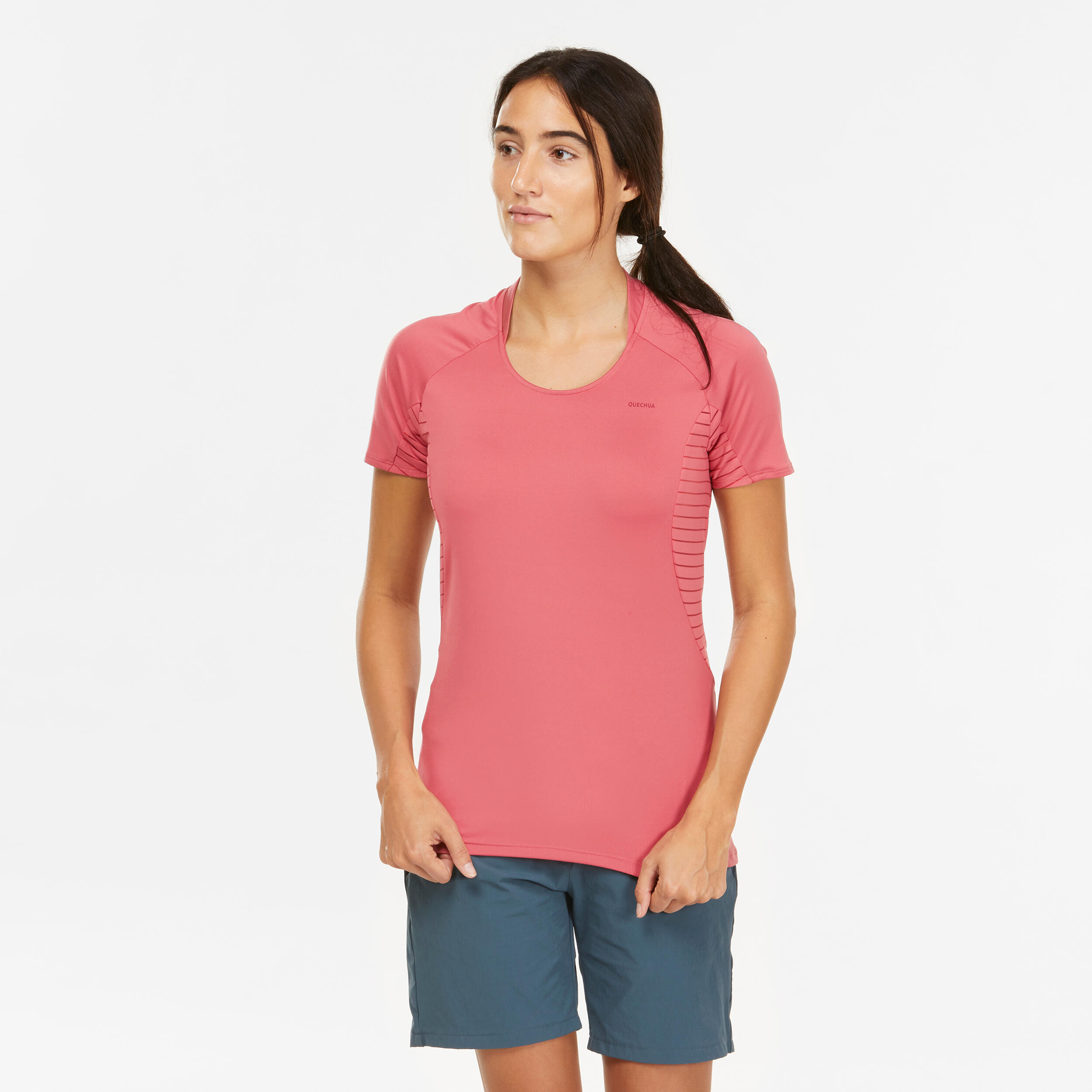 T-shirt manches courtes de randonnée montagne - MH500 - Femme 2/5