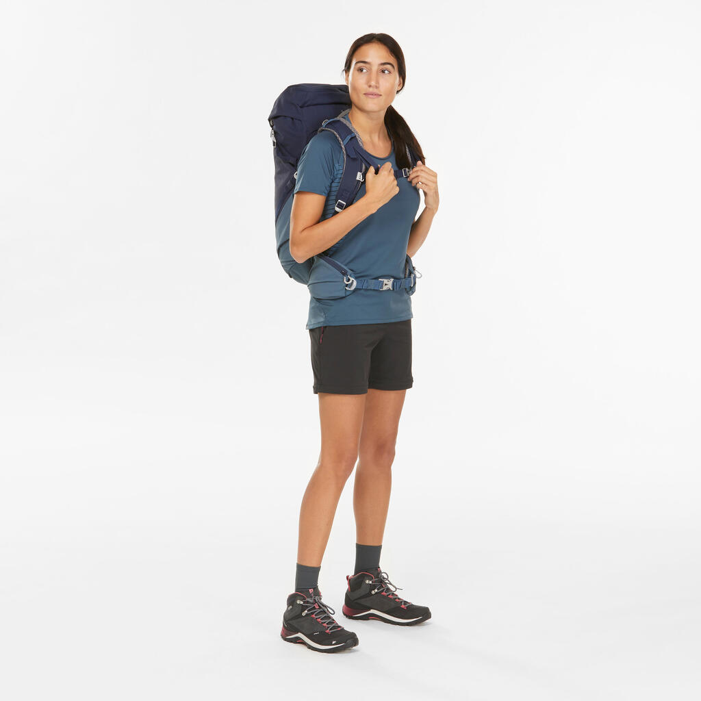 Playera de manga corta de senderismo en montaña para mujer MH500 