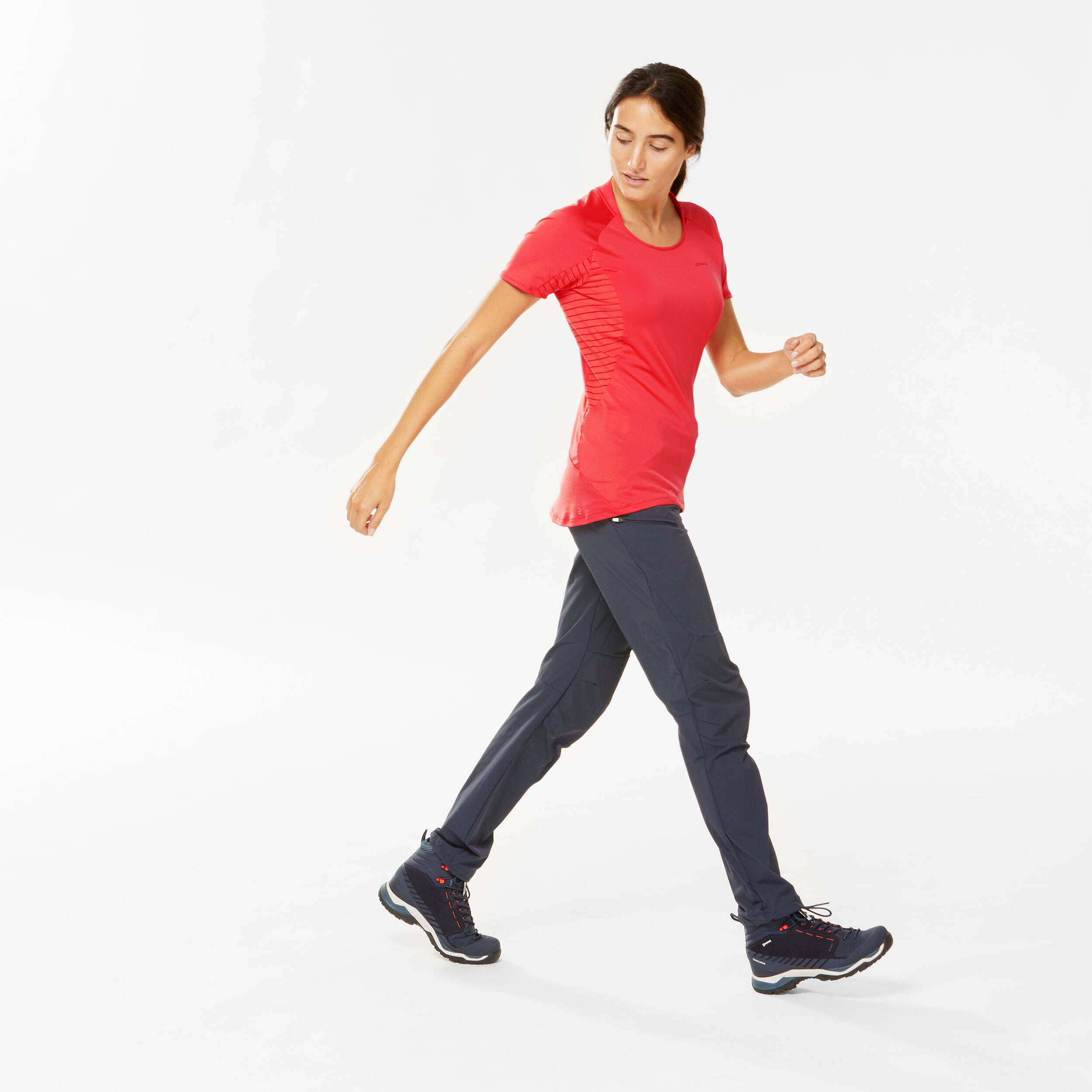 Women Mountain Hiking Short-Sleeved T-Shirt MH500 Coral -  5