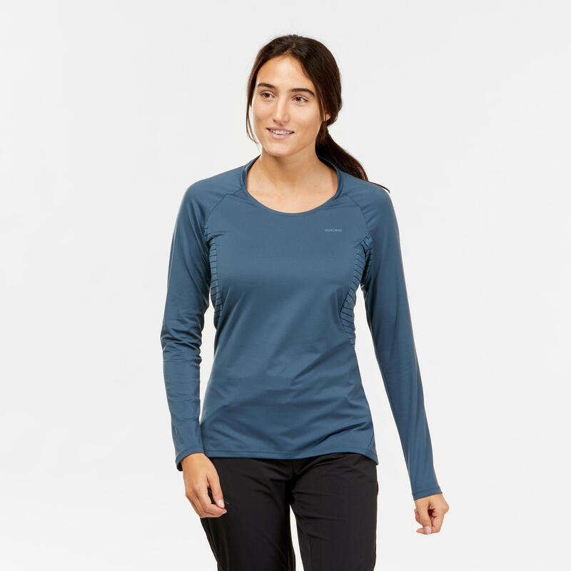 T-shirt manches longues de randonnée montagne - MH550 - Femme