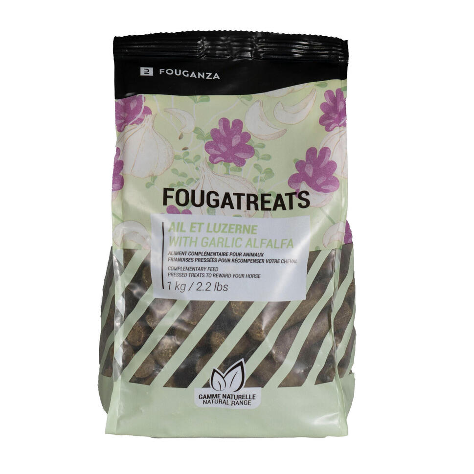Snack equitazione FOUGATREATS pony e cavallo aglio/erba medica 1 kg