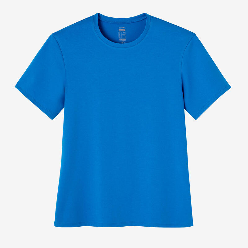 T-shirt fitness manches courtes coton col rond homme bleu méditerranée