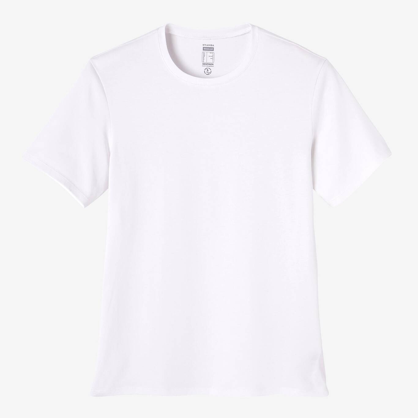 Men's Short-Sleeved Straight-Cut Crew Neck Cotton Fitness T-Shirt 500 - White