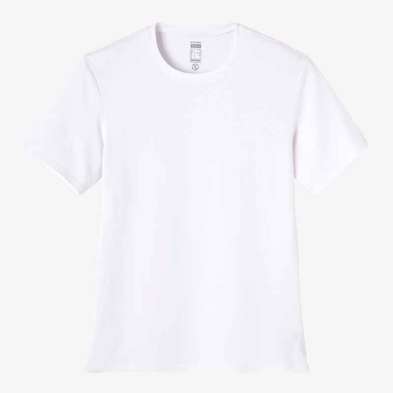 Men's Short-Sleeved Crew Neck Cotton Fitness T-Shirt 500 - Glacier White