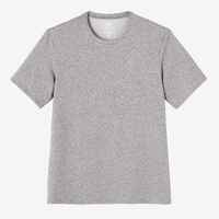 Men's Short-Sleeved Straight-Cut Crew Neck Cotton Fitness T-Shirt 500 Light Grey