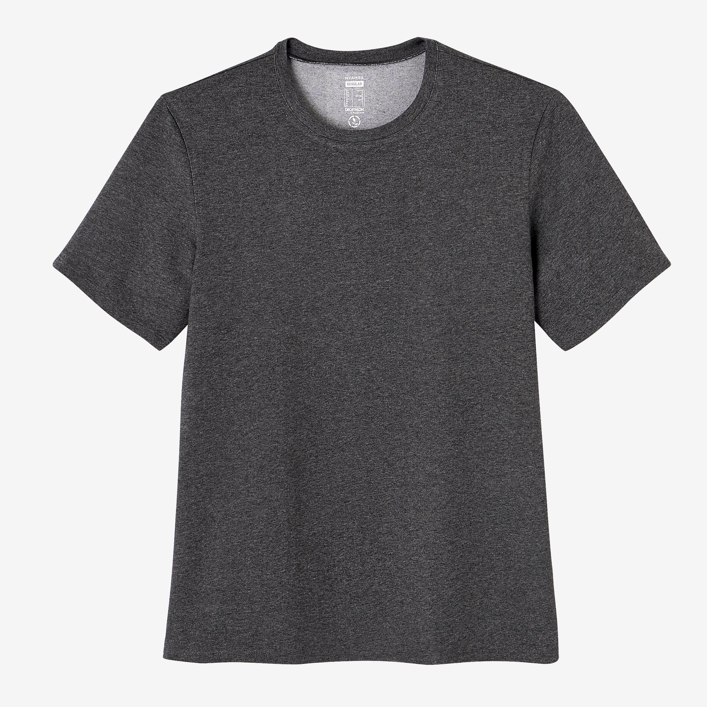 Men's Short-Sleeved Straight-Cut Crew Neck Cotton Fitness T-Shirt 500 - Grey 7/21