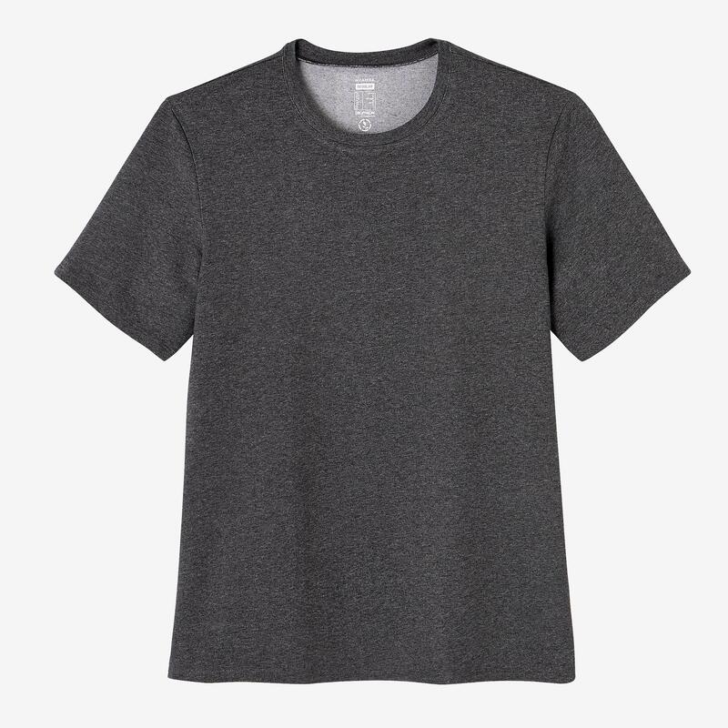 T-shirt fitness manches courtes coton extensible col rond homme gris foncé