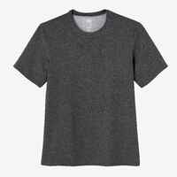 Men's Short-Sleeved Straight-Cut Crew Neck Cotton Fitness T-Shirt 500 - Grey