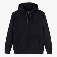 Men's Straight-Cut Zipped Hoodie With Pocket 500 - Black