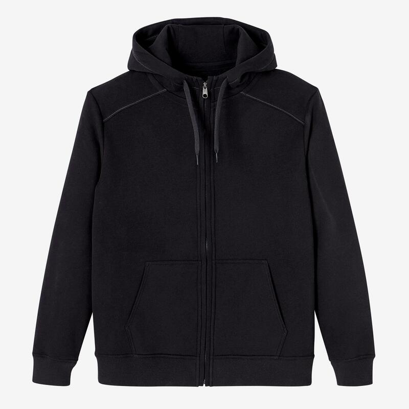 Sweatjacke Kapuze 500 gerade mit Tasche Herren schwarz 