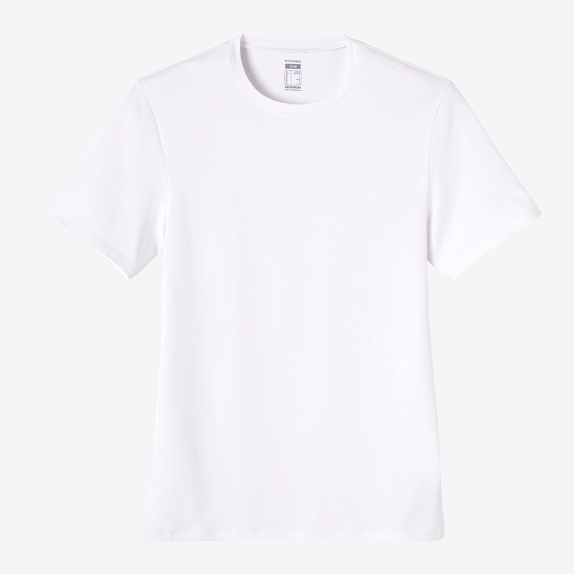 Men's Slim-Fit Fitness T-Shirt 500 - Ice White 4/5