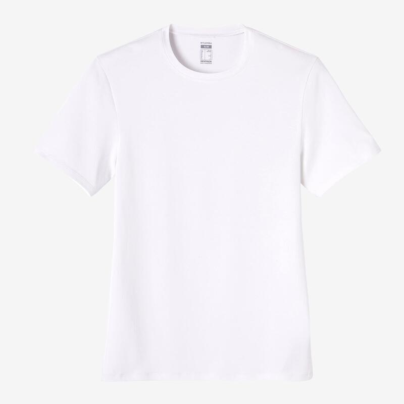 T-Shirt Slim de Fitness Homem 500 Branco Glaciar