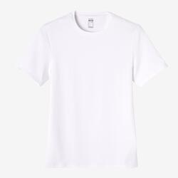 T-shirt fitness manches courtes slim coton extensible col rond homme blanc