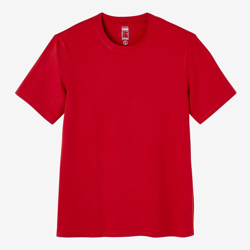 T-shirt fitness manches courtes droit col rond coton homme - 500 noisette