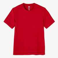 Men's Short-Sleeved Straight-Cut Crew Neck Cotton Fitness T-Shirt 500 - Red