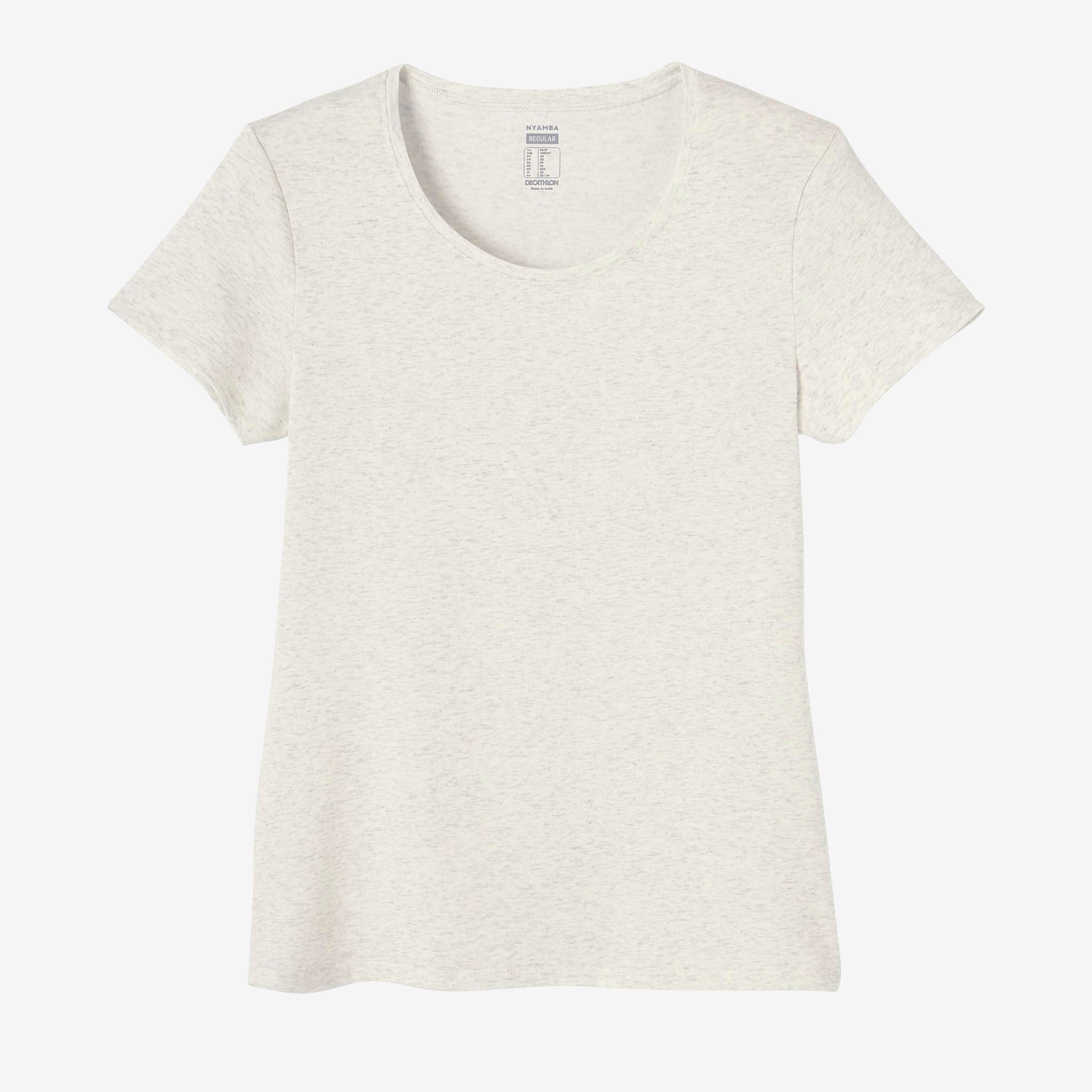 Women's Regular-Fit Fitness T-Shirt 500 - Mottled White 6/6